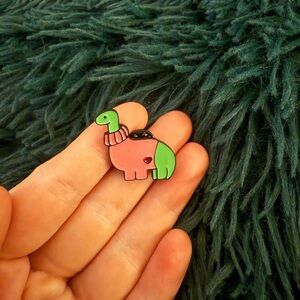 Women’s Accessories Cute Green Dinosaur Wearing Pink Sweater Enamel Pin